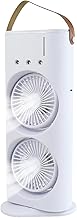 CoolBreeze™ Dual Fan Cooling Tower – Portable Rechargeable Desk Fan with LED Light
