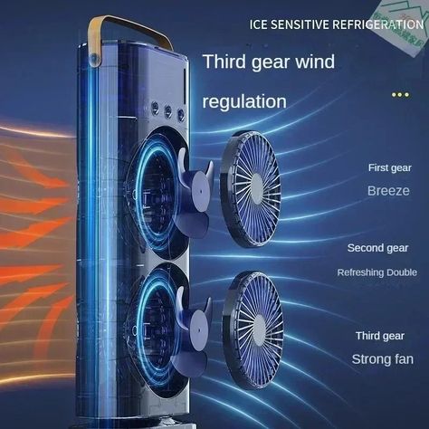 CoolBreeze™ Dual Fan Cooling Tower – Portable Rechargeable Desk Fan with LED Light
