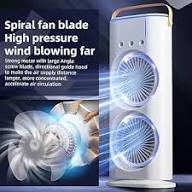 CoolBreeze™ Dual Fan Cooling Tower – Portable Rechargeable Desk Fan with LED Light