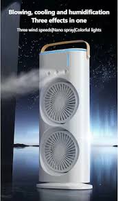 CoolBreeze™ Dual Fan Cooling Tower – Portable Rechargeable Desk Fan with LED Light