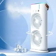 CoolBreeze™ Dual Fan Cooling Tower – Portable Rechargeable Desk Fan with LED Light